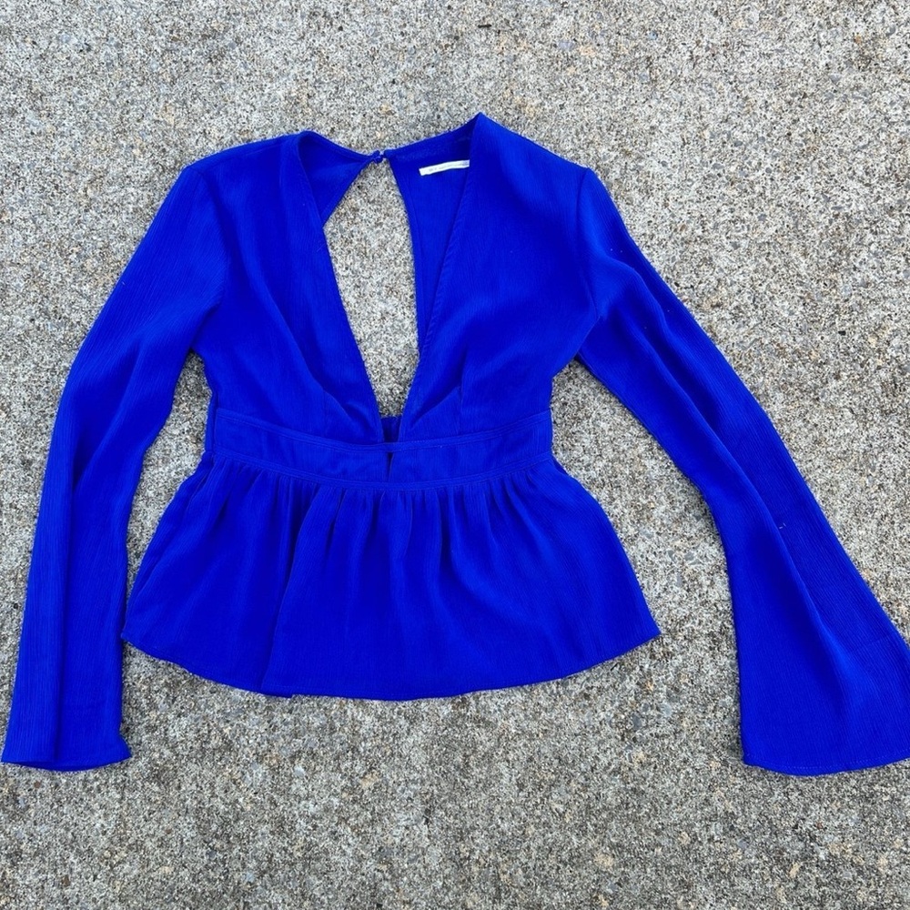Blue Free People Blouse with Open Back
